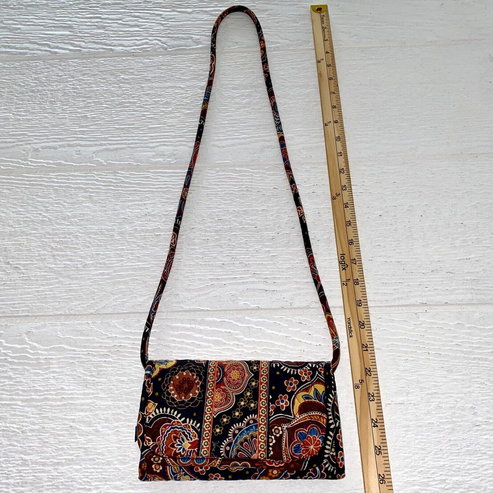 Vera Bradley Wallet With Strap‎ Crossbody Kensington Brown Paisley Retired Print